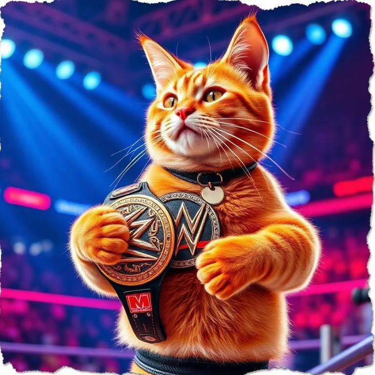 My Cat as Champion paper-cutout titantron poster