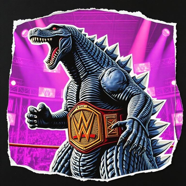 Godzilla paper-cutout titantron poster