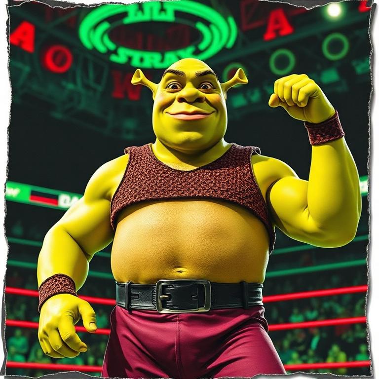 Shrek paper-cutout titantron poster